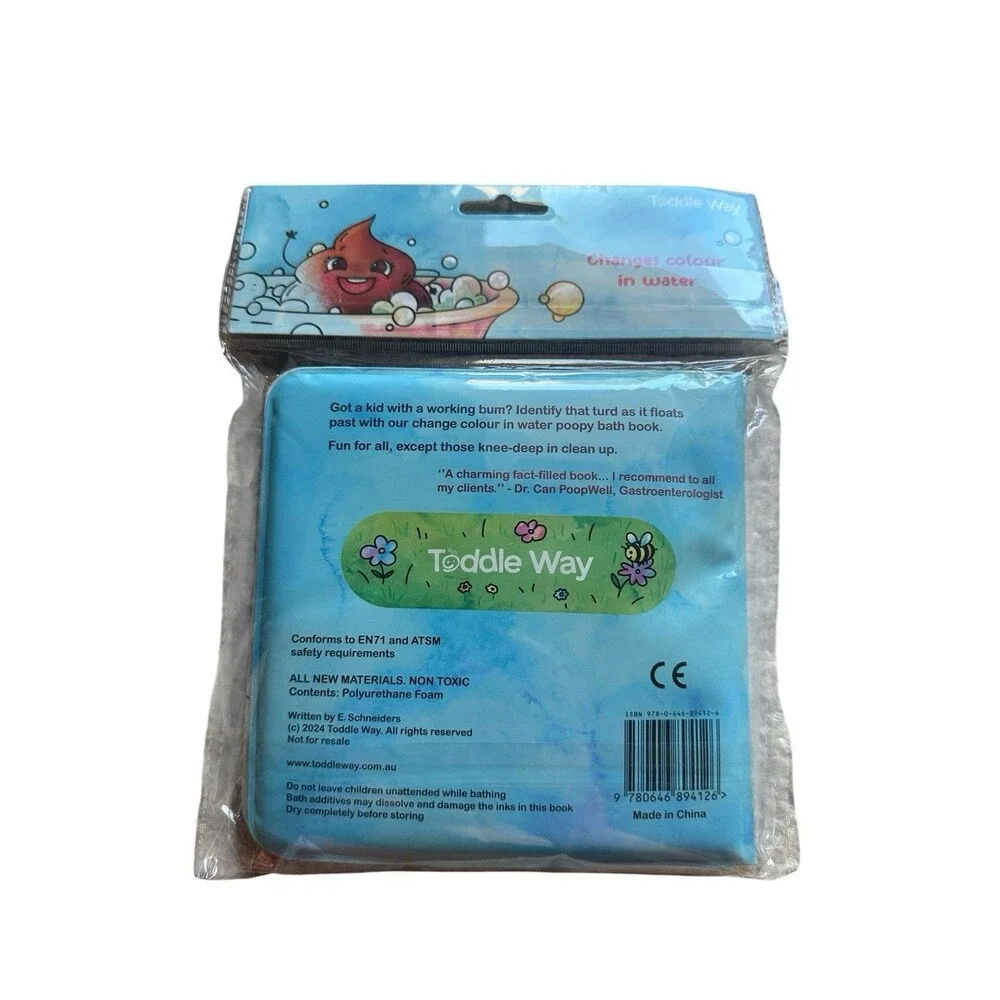Baby's First Poopy Explainer Bath Book Changes colour in Water Waterproof 3m+